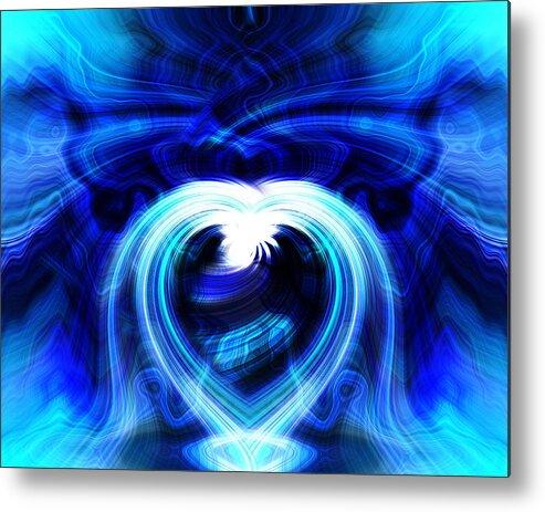 Blue Metal Print featuring the photograph Blue Heart On Stage by Cherie Duran