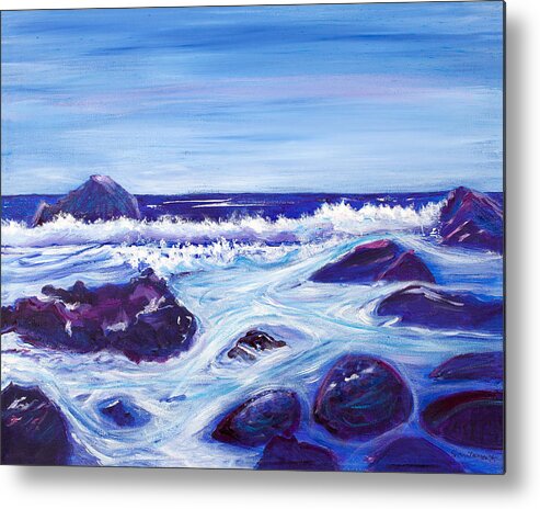 Ocean Scene Metal Print featuring the painting Blue Ocean 16 x 20 by Santana Star