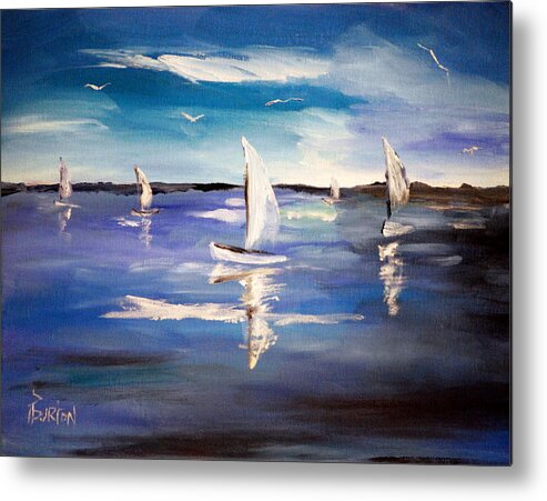 Blue Metal Print featuring the painting Blue Sailing by Phil Burton