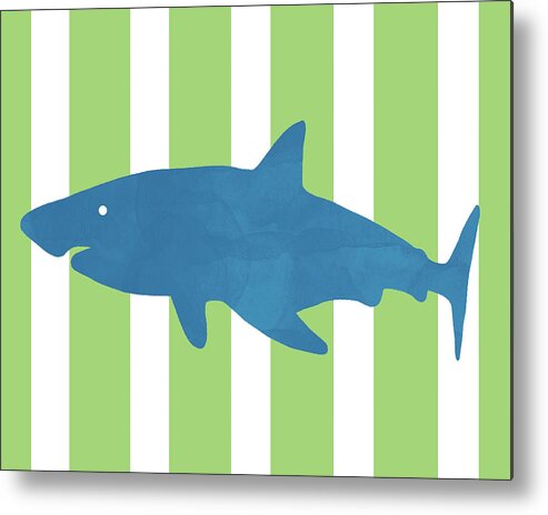 Shark Metal Print featuring the mixed media Blue Shark 1- Art by Linda Woods by Linda Woods