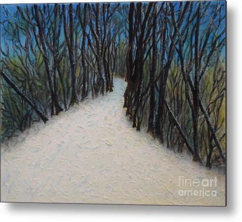  Metal Print featuring the painting Blue Snowy Path by Barrie Stark