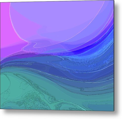 Abstract Metal Print featuring the digital art Blue Valley by Gina Harrison