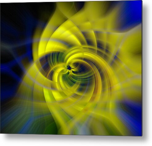 Abstract Metal Print featuring the photograph Blue Yellow Abstraction by Cathy Donohoue