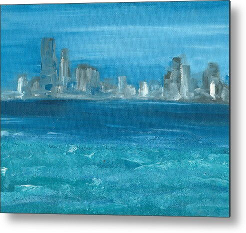 Seascape Metal Print featuring the painting Bluesy by Jorge Delara