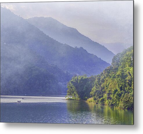 Nepal Metal Print featuring the photograph Boat in the Mist by Peggy Blackwell