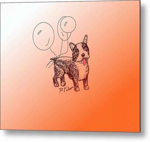 Animal Metal Print featuring the drawing Boston Terrier by Denise F Fulmer