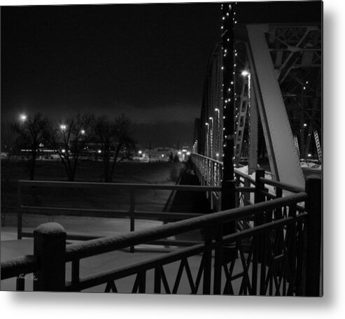 Downtown Grand Forks North Dakota Winter Metal Print featuring the photograph Bridge to Minnesota by Jana Rosenkranz
