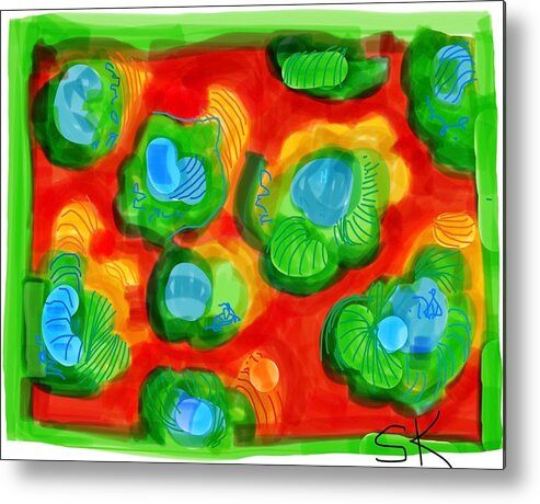 Abstract Metal Print featuring the digital art Bright Silk Scarf by Sherry Killam