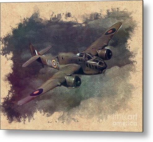 Spitfire Metal Print featuring the painting Bristol Beaufort Bomber by Esoterica Art Agency