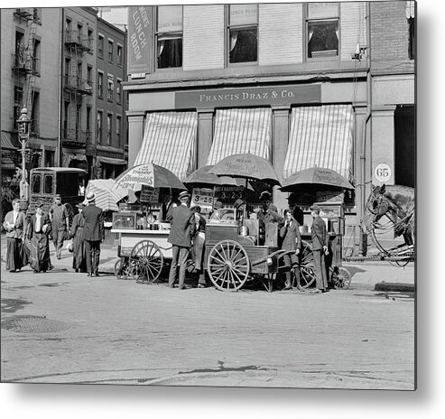 Lunch Cart Metal Print featuring the photograph Broad St. Lunch Carts New York by Anthony Murphy