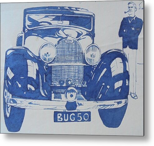 Bugatti Metal Print featuring the drawing Bugatti by Mike Jeffries
