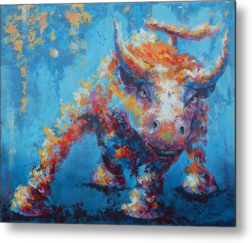 Abstract Metal Print featuring the painting Bull Market X by John Henne
