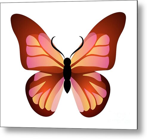 Butterfly Metal Print featuring the digital art Butterfly Graphic Pink and Orange by MM Anderson