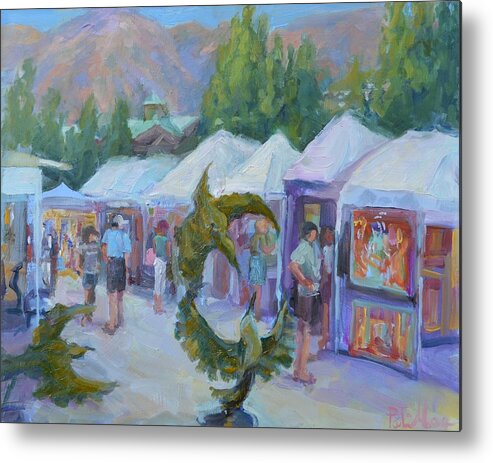 Art Fair Metal Print featuring the painting By the Sculptor's booth by Patricia Maguire