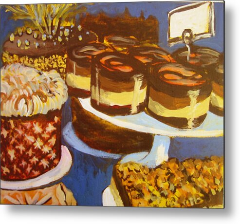Cake Metal Print featuring the painting Cake Case by Tilly Strauss