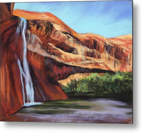 Calf Creek Falls Metal Print featuring the painting Calf Creek Falls by Sandi Snead