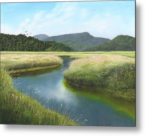 Original Landscape Oil Painting Metal Print featuring the painting California Wetlands 2 by Kathie Miller