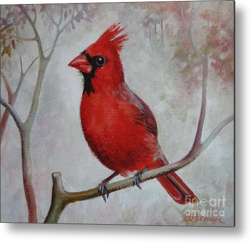 Bird Metal Print featuring the painting Cardinal by Elena Oleniuc