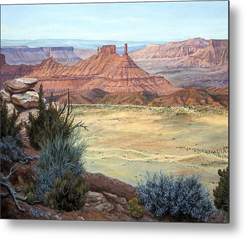 Landscape Metal Print featuring the painting Castle Rock IV by Page Holland