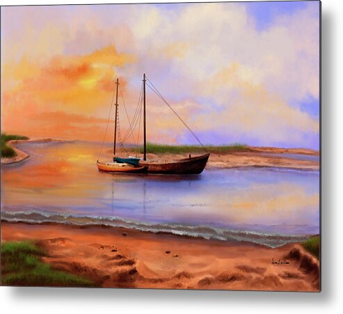 Yacht Metal Print featuring the painting Casualties of a Storm by Sena Wilson