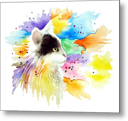 Cat Metal Print featuring the painting Cat 605 by Lucie Dumas