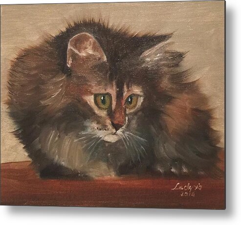 Art Metal Print featuring the painting CAT by Ryszard Ludynia
