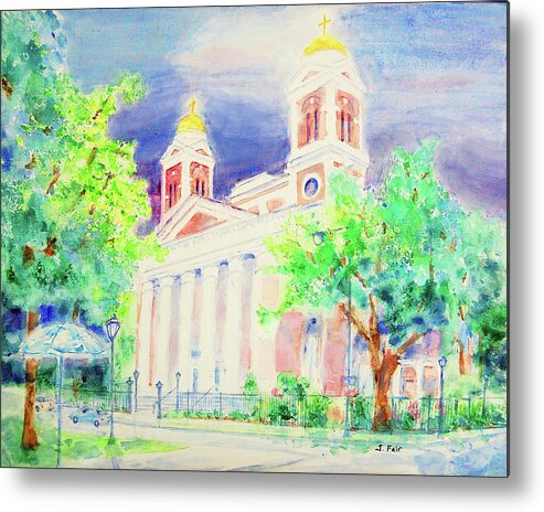 Cathedral Metal Print featuring the painting Cathedral of the Immaculate Conception by Jerry Fair
