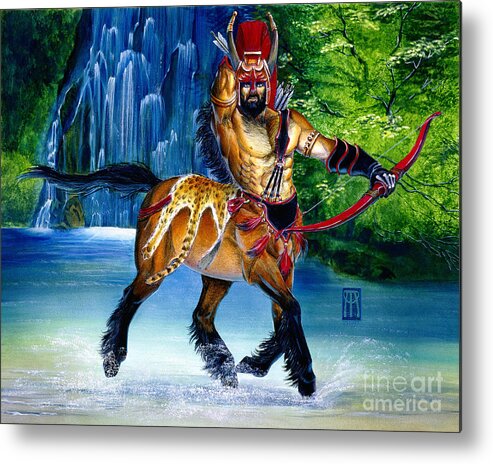 Centaur Metal Print featuring the painting Centaur in Waterfall by Melissa A Benson
