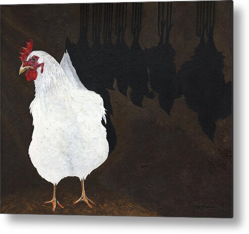 Chicken Metal Print featuring the painting Chicken Shadow by Twyla Francois