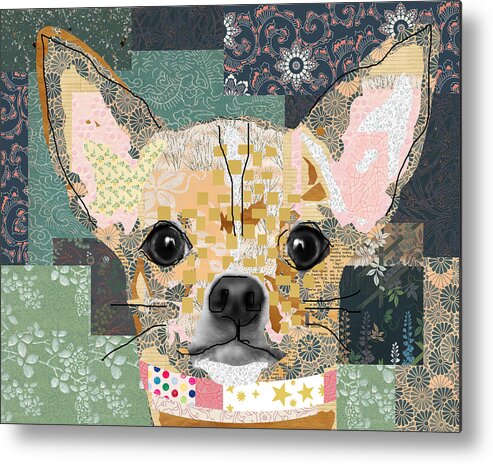 Chihuahua Metal Print featuring the mixed media Chihuahua Collage by Claudia Schoen