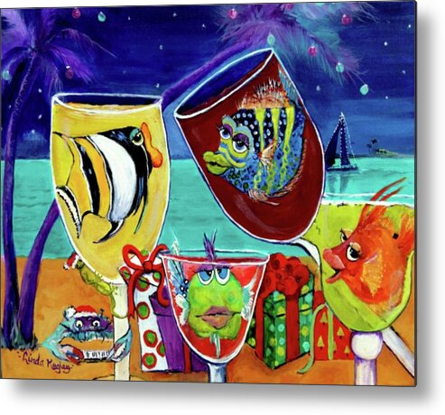 Christmas In Florida Metal Print featuring the painting Christmas in Paradise by Linda Kegley