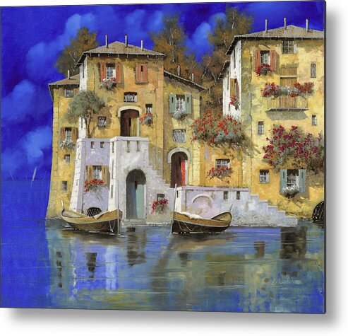 Landscape Metal Print featuring the painting Cieloblu by Guido Borelli