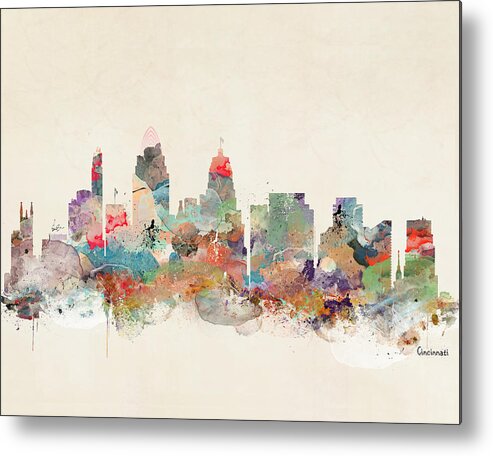 Cincinnati City Skyline Metal Print featuring the painting Cincinnati Ohio Skyline by Bri Buckley