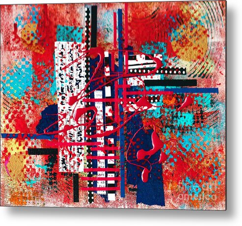 #abstracts #contemporary #modern #allisonconstantino #art Metal Print featuring the painting Cinema by Allison Constantino