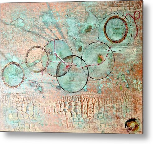 Abstract Metal Print featuring the painting Threads of Possibility by Teresa Fry
