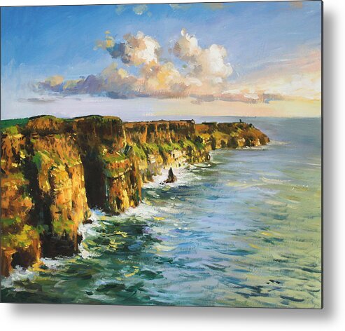 Cliffs Mohar Metal Print featuring the painting Cliffs of Mohar 2 by Conor McGuire