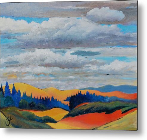 Landscape Metal Print featuring the painting Cloud Lines by Gary Coleman