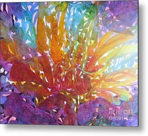 Whimsical Rainbow Colored Tropical Floral - Metal Print featuring the painting Color My World by Joan Clear