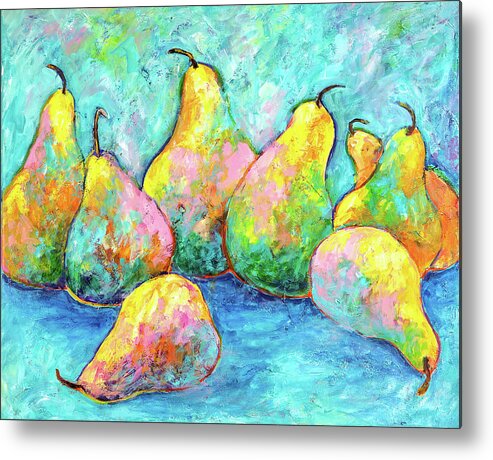 Pears Metal Print featuring the painting Colorful Pears by Sally Quillin