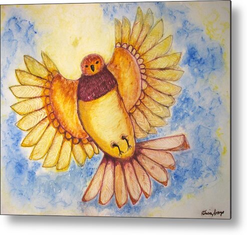 Birds Metal Print featuring the painting Concerning Angel Bird by Patricia Arroyo