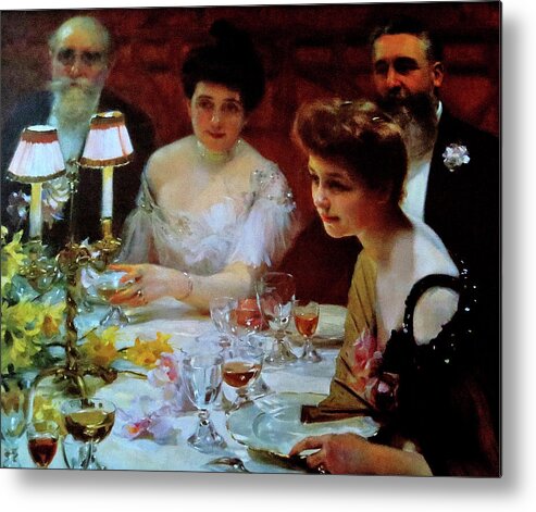 Paul Emile Chabas Metal Print featuring the photograph Corner of the Table or Chabas Table by Linda Stern