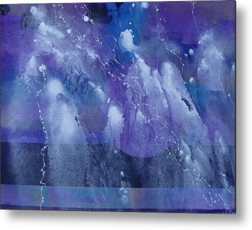 Abstract Metal Print featuring the painting Cosmic Makeover by Louise Adams