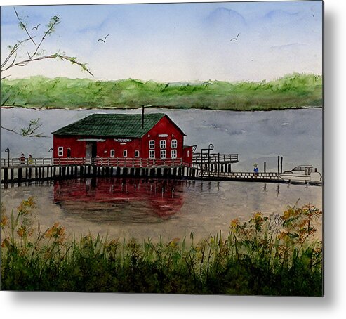 Coupeville Warf Watercolor Metal Print featuring the painting Coupeville Warf by Mary Gaines