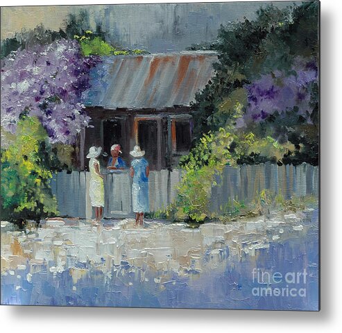 Floral Metal Print featuring the painting Crape Myrtle and Ladies of Darien by Glenn Secrest