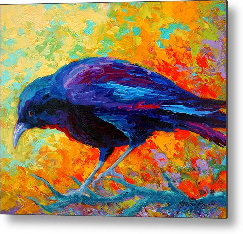 Crows Metal Print featuring the painting Crow III by Marion Rose