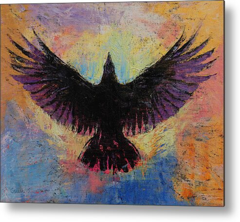 Art Metal Print featuring the painting Crow by Michael Creese