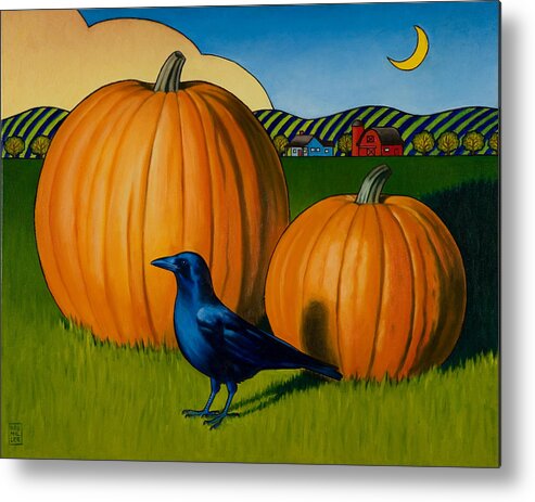Pumpkin Metal Print featuring the painting Crows Harvest by Stacey Neumiller