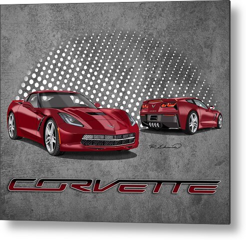 Corvette Art Metal Print featuring the painting Crystal Red - C7 Stingray Corvette by Alison Edwards