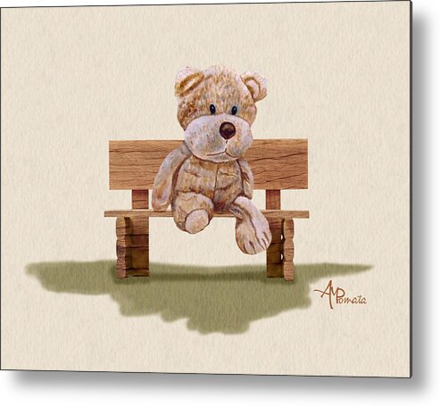 Cuddly Animals Metal Print featuring the painting Cuddly At The Park by Angeles M Pomata