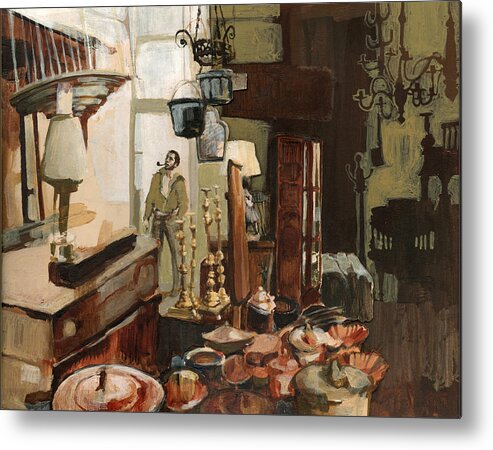 Interior Metal Print featuring the painting Curio shop by Nancy Watson